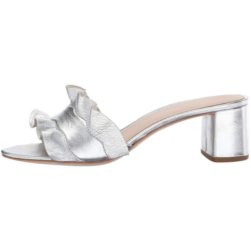 NWT Loeffler Randall Vera Ruffled Mule Silver